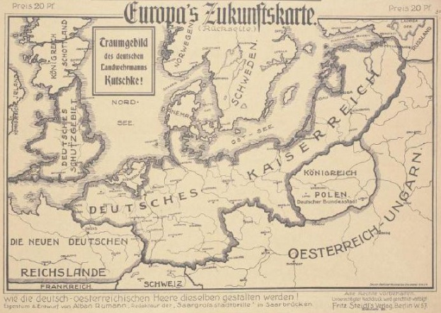 Alte Europa-Karte aus dem frühen 20. Jahrhundert, die das Ausmaß der Europäischen Union mit handgeschriebenen Textanmerkungen zeigt.