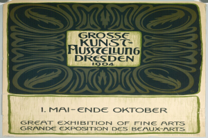 Ein Vintage-Plakat für die Große Kunstausstellung an der Grand Exposition des Beaux-Arts in Dresden, Deutschland, 1904, mit fettem Text, der das Ereignis ankündigt.