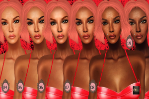 Eine animierte Abbildung mehrerer Frauen, die nebeneinander stehen und einander ähneln, mit Flackern im Gesicht und Zahlen von 04 bis 08 und 19 darauf.