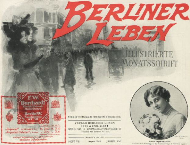 Eine Gruppe von Menschen vor einem Gebäude auf einem Filmplakat für "Berliner Leben", mit Text, der den Film und seine Charaktere beschreibt.