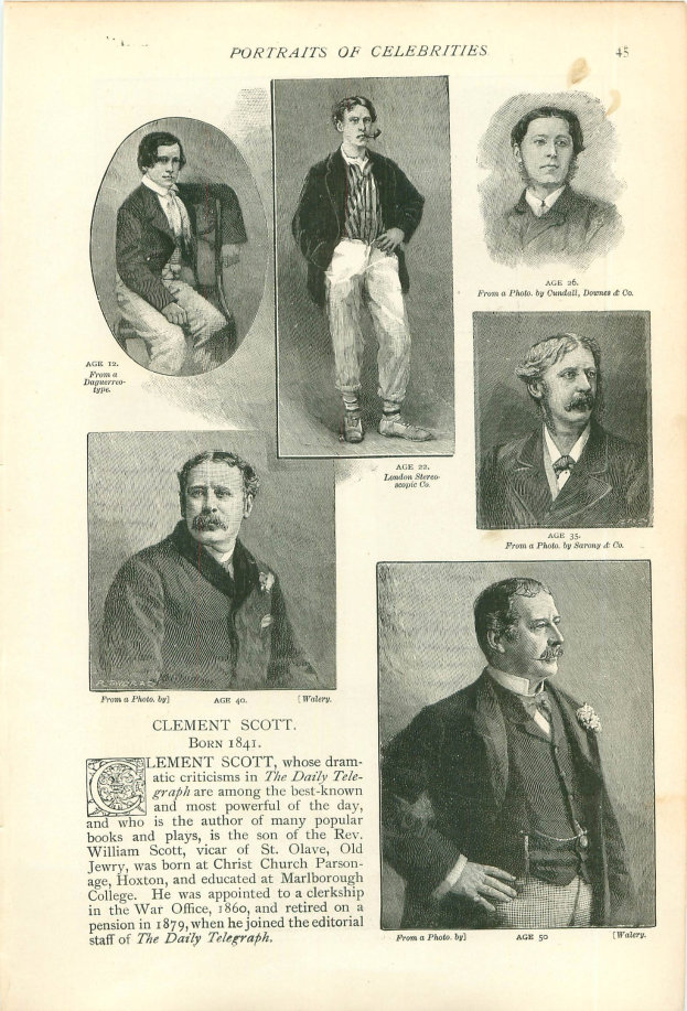 Ein altes Buch mit Schwarz-Weiß-Fotos von formell gekleideten Personen neben beschreibendem Text.