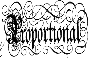 Schwarz-weißer kalligraphischer Entwurf des Wortes "Korporation" mit komplexen Schleifen und Verzierungen, die eine klare, fette Schrift umgeben.