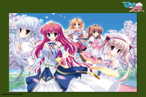 Ein Cartoon von fünf Mädchen mit unterschiedlichen Haarfarben: Weiß, Maroon, Orange, Braun und Hautfarbe, die vor einem Baum mit einem Himmel im Hintergrund stehen.