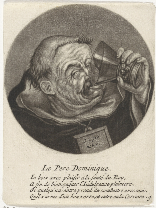 Alter Mann mit kurzen dunklen Haaren, ernstem Gesichtsausdruck und geschlossenen Augen, der aus einem Glas trinkt, das er in seiner rechten Hand hält, und einfache, schlichte Kleidung trägt.