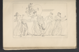 Ein Buchumschlag mit einer leuchtenden Illustration einer Gruppe tanzender Frauen in harmonischen, synchronisierten Posen mit detaillierter Kleidung und Gesichtsmerkmalen.