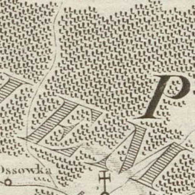 Alte London-Karte mit einem prominenten 'P' in der Mitte, die detaillierte Straßen, Gebäude und Sehenswürdigkeiten in einer klassischen Schriftart zeigt.