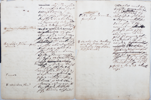 Ein offenes, weißes Buch mit schwarzer Handschrift, das als erste Seite eines Manuskripts aus dem 17. Jahrhundert gilt.