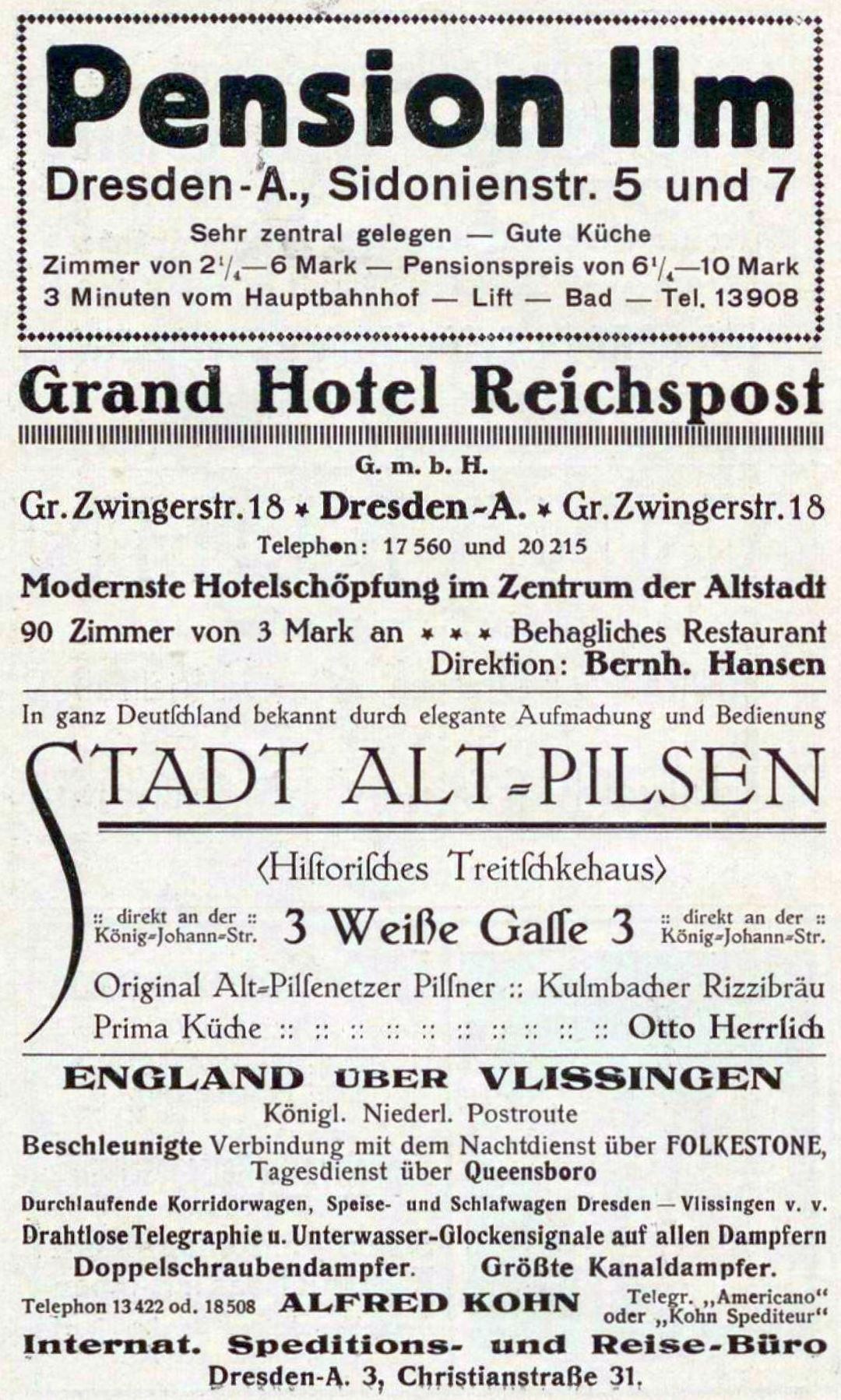 Schwarzer Text auf weißem Hintergrund Werbung für die Renten-Inn in Dresden, Deutschland.