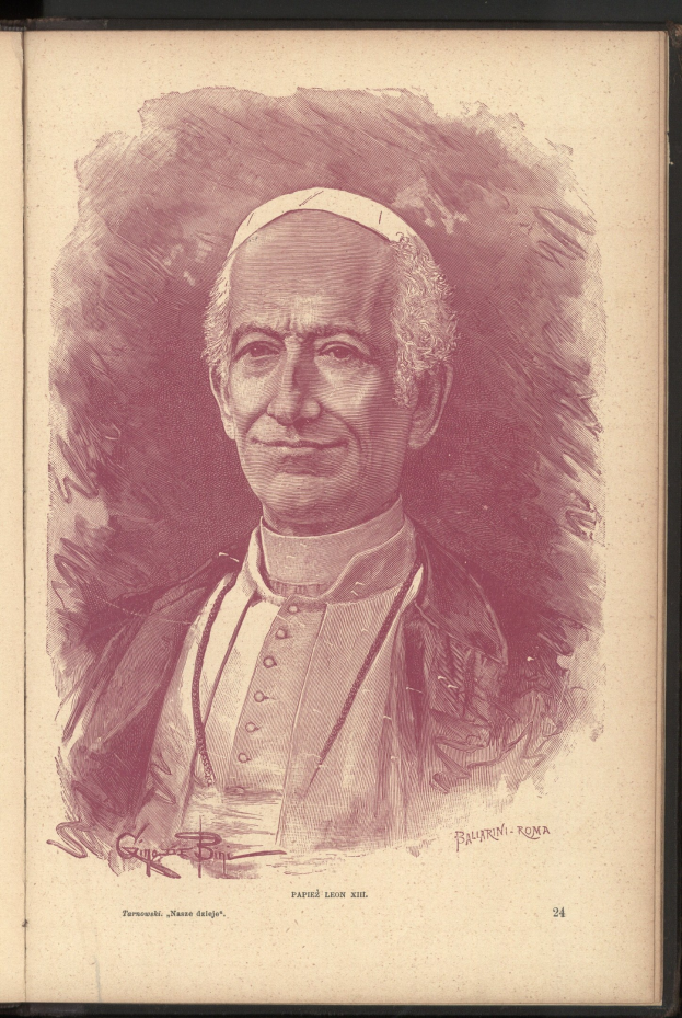 Ein Porträt von Papst Johannes Paul II. mit einem friedlichen Ausdruck, geschlossenen Augen und leicht geöffneten Lippen, der eine weiße Soutane und eine weiße Barette trägt, vor einem weißen Hintergrund.