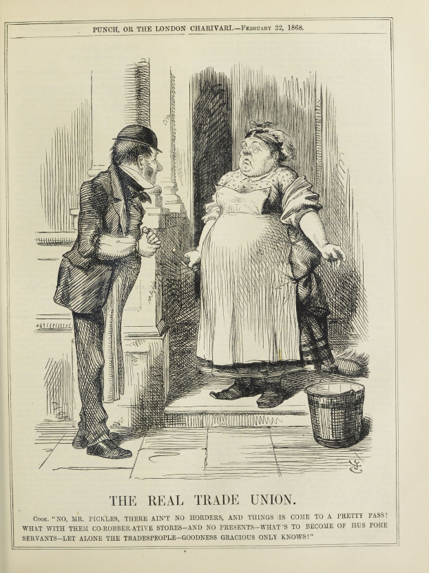 Eine Zeichnung von einem Mann und einer Frau, die auf dem Boden stehen und neben sich einen Eimer haben, mit dem Text "Die wahre Gewerkschaft" darunter.