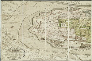 Ein detailliertes altes Stadtplan von Wien, Deutschland, der Straßen, Gebäude, Sehenswürdigkeiten und Text mit Informationen über die Bevölkerung, Sehenswürdigkeiten und Straßen zeigt.